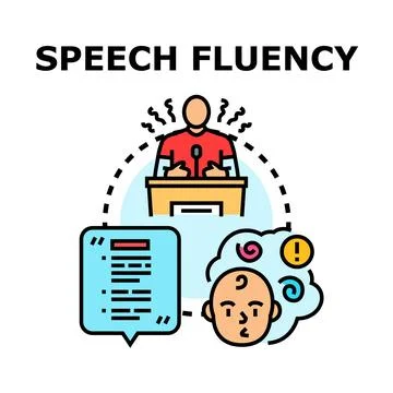 Speech fluency development and public speaking difficulties concept Stock Illustration