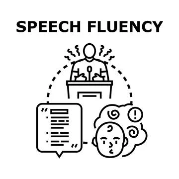 Speech fluency development and public speaking difficulties concept Stock Illustration