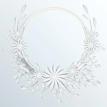 Speech frame with white cut out paper flowers Stock Illustration