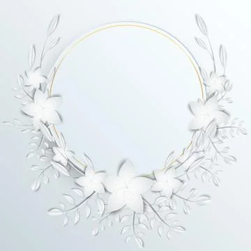 Speech frame with white cut out paper flowers Stock Illustration