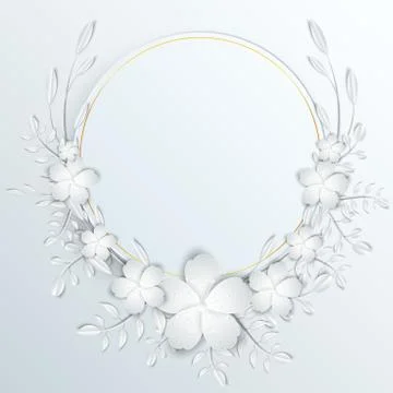 Speech frame with white cut out paper flowers Stock Illustration