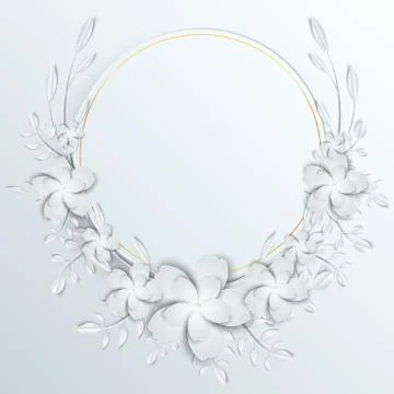 Speech frame with white cut out paper flowers Stock Illustration