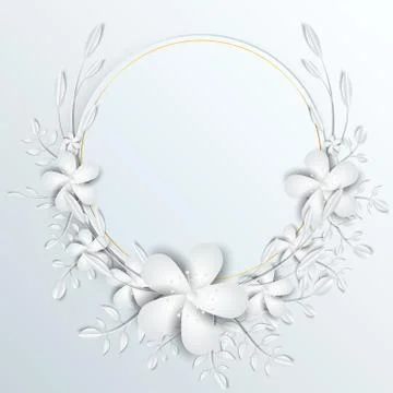 Speech frame with white cut out paper flowers Stock Illustration