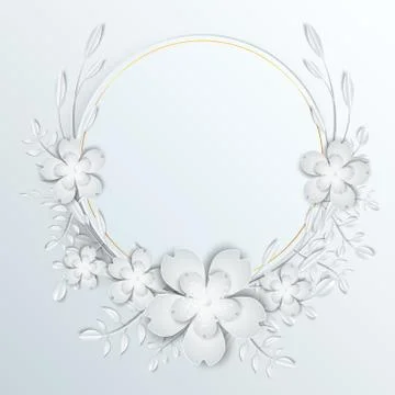 Speech frame with white cut out paper flowers Stock Illustration