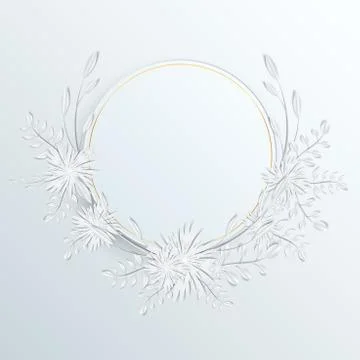 Speech frame with white cut out paper flowers Stock Illustration