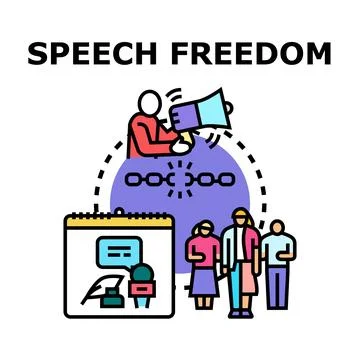 Speech freedom concept breaking social discourse chains Stock Illustration
