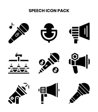 Speech Glyph Bundle Icons Pack Stock Illustration