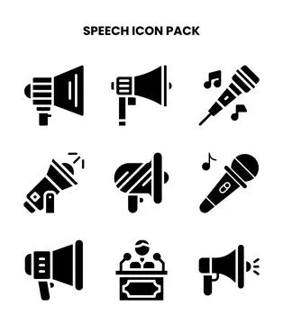 Speech Glyph Collection Icons Pack 스톡 일러스트