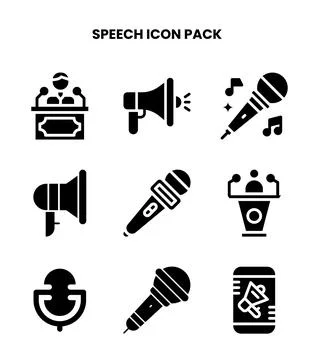 Speech Glyph Scalable Icons Pack Stock Illustration