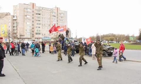 Speech of a group of special forces in public. Photos