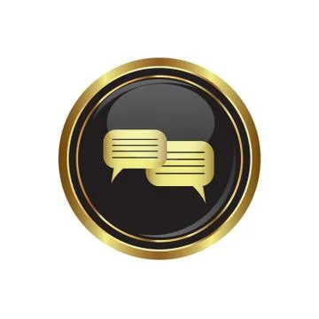 Speech icon gold Stock Illustration