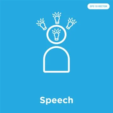 Speech icon isolated on blue background Free Stock Illustration