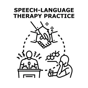 Speech language therapy practice concept with therapist and patient Stock Illustration