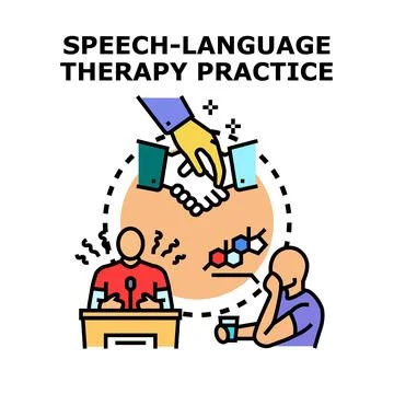Speech language therapy practice concept with therapist and patient Stock Illustration
