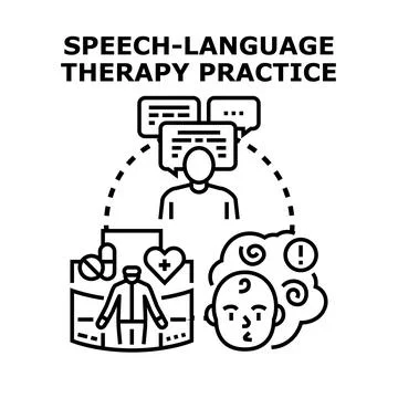 Speech language therapy practice helping communication development Stock Illustration