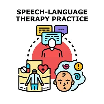 Speech language therapy practice helping communication development Stock Illustration