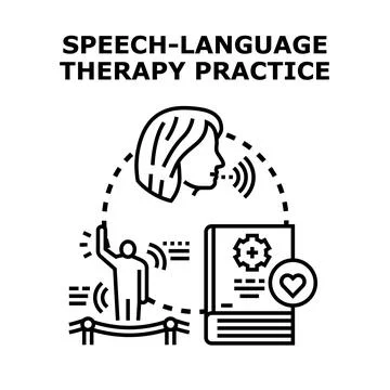 Speech language therapy practice learning communication skills Stock Illustration