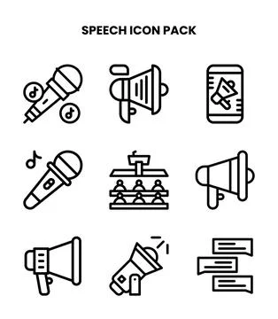 Speech Line Bundle Icons Pack Stock Illustration