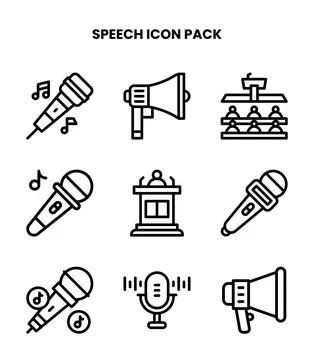 Speech Line Bundle Icons Pack Stock Illustration