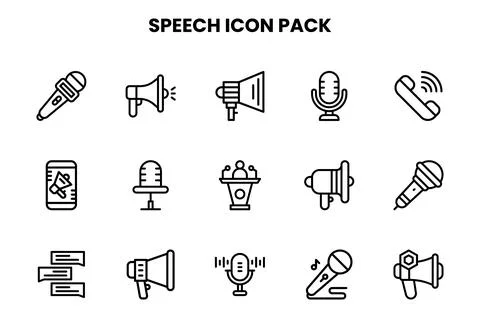 Speech Line UI Icons Pack Stock Illustration