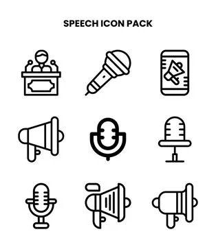 Speech Line Vector Icons Pack Stock Illustration