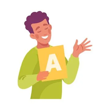 Speech with Man Teacher Explaining Alphabet Vector Illustration 库存插图