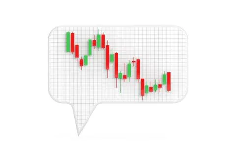 Speech or Idea Bubbles with Green and Red Trading Financial Candlesticks Pa.. Stock Illustration