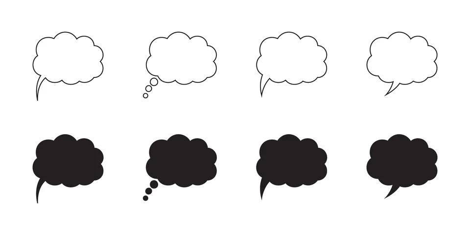 Speech or think bubble, empty communication cloud. Vector design element. Stock Illustration