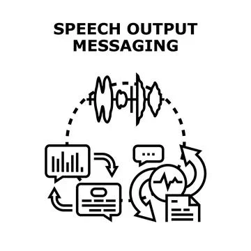 Speech output messaging concept technology process Stock Illustration