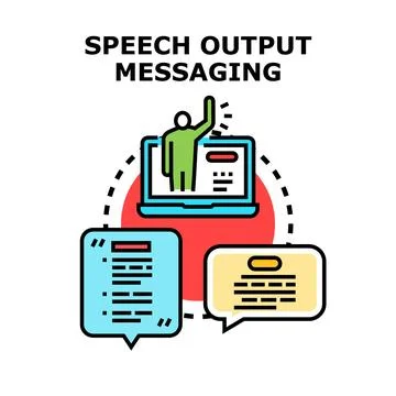Speech output messaging system voice assistant concept Stock Illustration