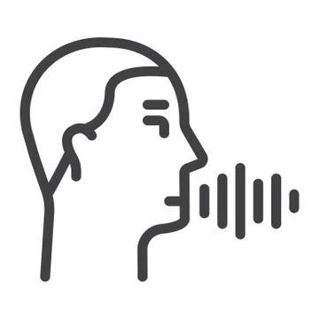 Speech recognition line icon, voice control Stock Illustration
