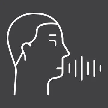 Speech recognition line icon, voice control 스톡 일러스트