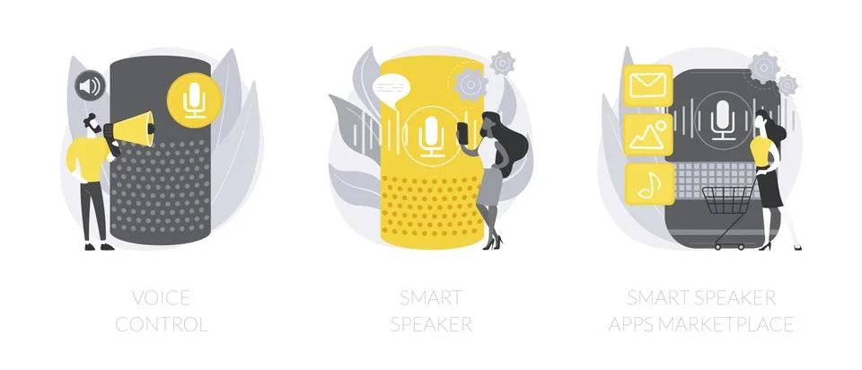 Speech recognition technology abstract concept vector illustrations. Stock Illustration