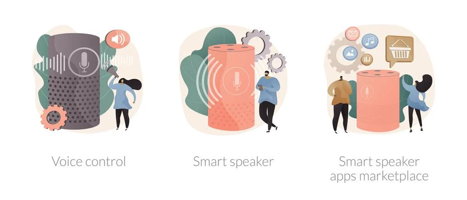 Speech recognition technology abstract concept vector illustrations. Stock Illustration