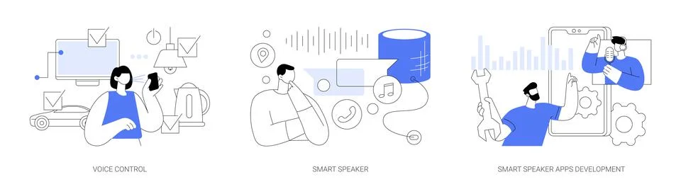 Speech recognition technology abstract concept vector illustrations. Stock Illustration