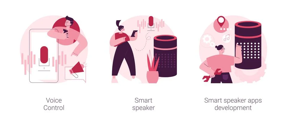 Speech recognition technology abstract concept vector illustrations. Stock Illustration