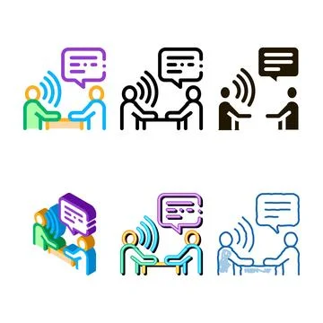 Speech set therapy icon vector outline Stock Illustration