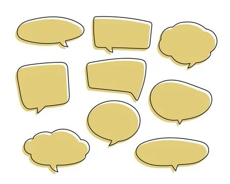 Speech symbol talk and thinking hand drawn style. Bubble with clouds thin l.. Illustrazione stock