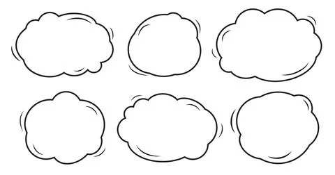 Speech symbol talk and thinking doodle background. Bubble with clouds thin .. Illustrazione stock