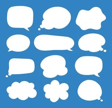 Speech symbol talk and thinking. Bubble with clouds silhouettes set. Illustrazione stock