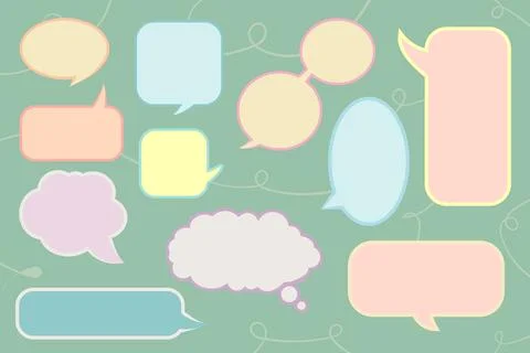 Speech text box bubble pastel color set Stock Illustration