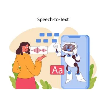 Speech to text concept. Flat vector illustration Illustrazione stock