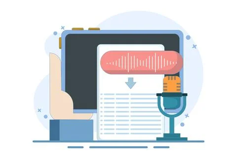 Speech to text concept. Speech recognition, speech scanning, voice to text. 스톡 일러스트