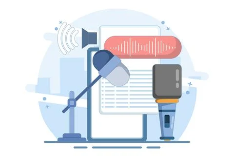 Speech to text concept. Speech recognition, speech scanning, voice to text. 스톡 일러스트