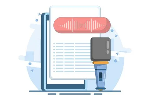 Speech to text concept. Speech recognition, speech scanning, voice to text. Stock Illustration