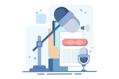 Speech to text concept. Speech recognition, speech scanning, voice to text 스톡 일러스트