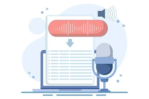 Speech to text concept. Speech recognition, speech scanning, voice to text Stock Illustration