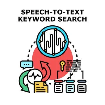 Speech to text converting voice search keywords Illustrazione stock