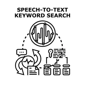 Speech to text converting voice search keywords Illustrazione stock