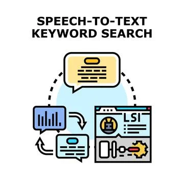 Speech to text keyword search concept Stock Illustration